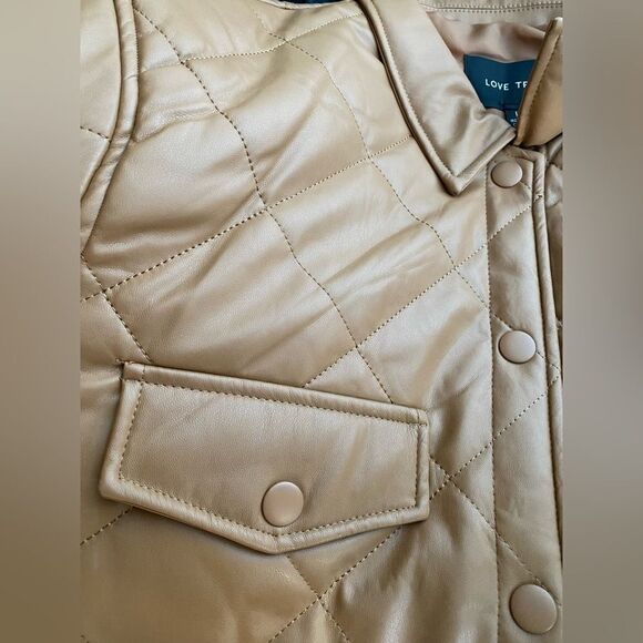 new leather effect quilted overshirt - Picture 10 of 13